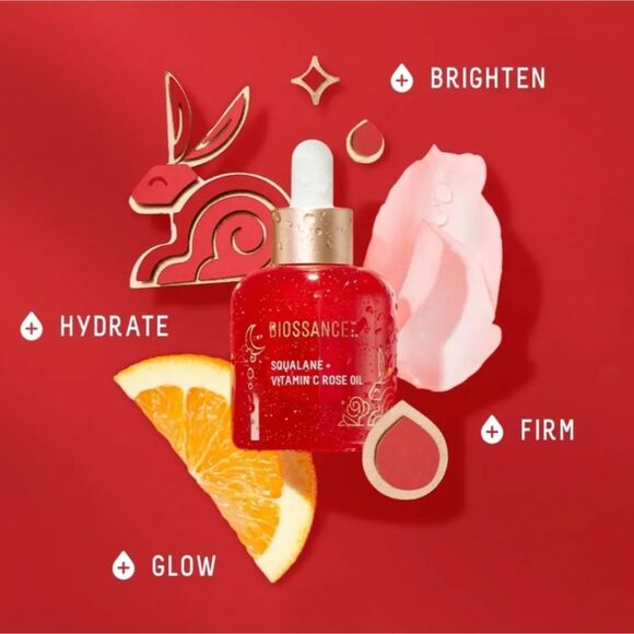 NIB Biossance Squalane + Vitamin C Rose Oil in Limited Edition Packaging - Picture 3 of 12